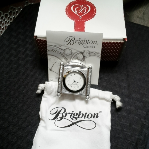 Brighton Silver Square Clock, NEW In Box - Picture 1 of 2
